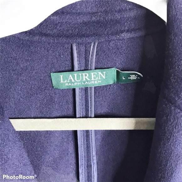 Lauren Ralph Lauren navy wool blend longline coat - Picture 8 of 8